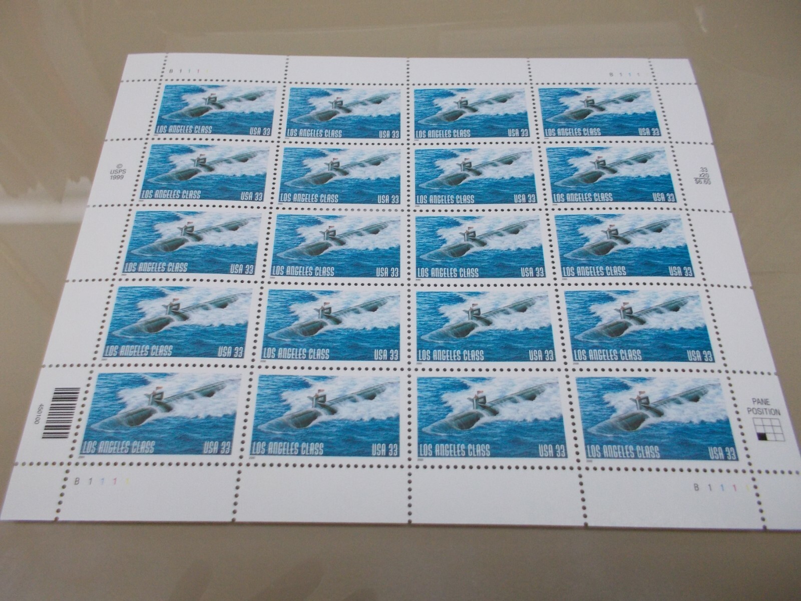 #3372 LOS ANGELES CLASS SHEET OF 20 33 CENT STAMPS 1999/2000 MNH Free Shipping