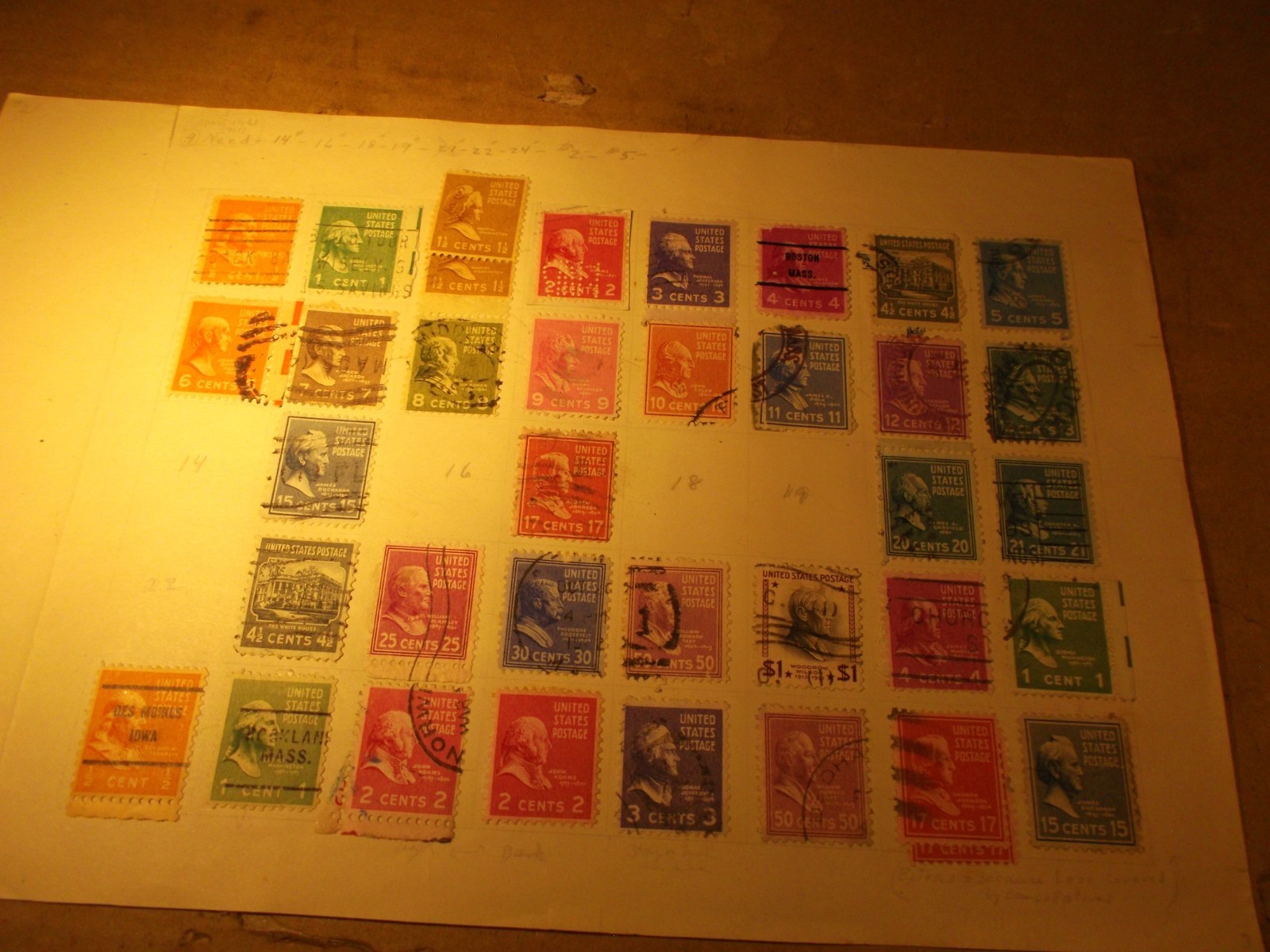 US United States Postage Stamps Over 100 on Ten Sheets. Free Shipping