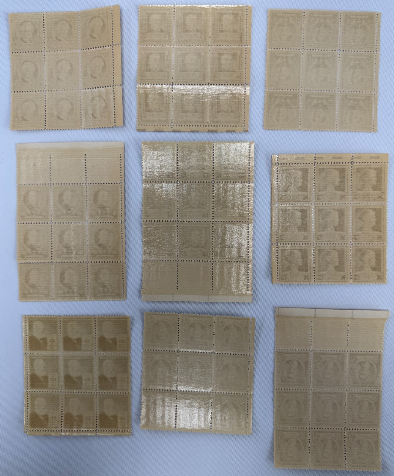 Lot of 9 Mint Never Hinged USPS Stamp Blocks 1940–1949 Famous Americans