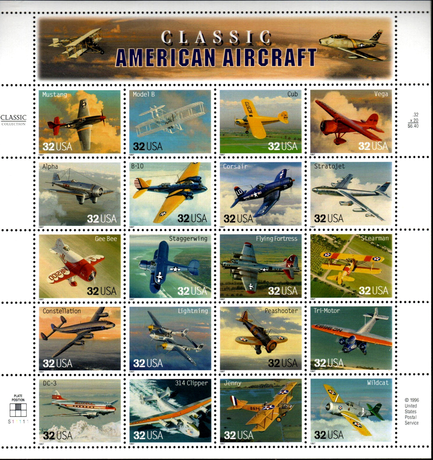 US Stamps – 8 sheets Trains/Dinosaurs/Space/Aircraft/Animals (Face Value $54.50)