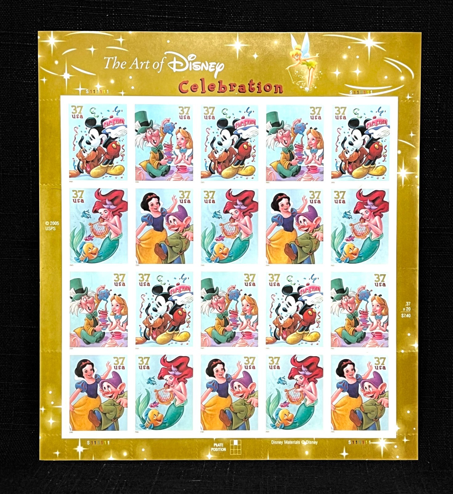 The Art of Disney USPS Stamps Full Set of 5 Dif MINT Sheets Retail Value $120+