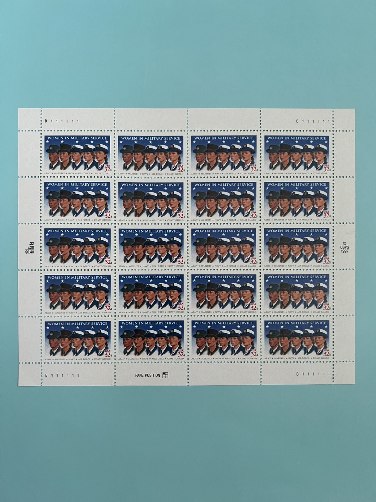 #3174 Women in the US Military 32¢ – 2 Sheets x 20 = 40 Stamps FV$12.80