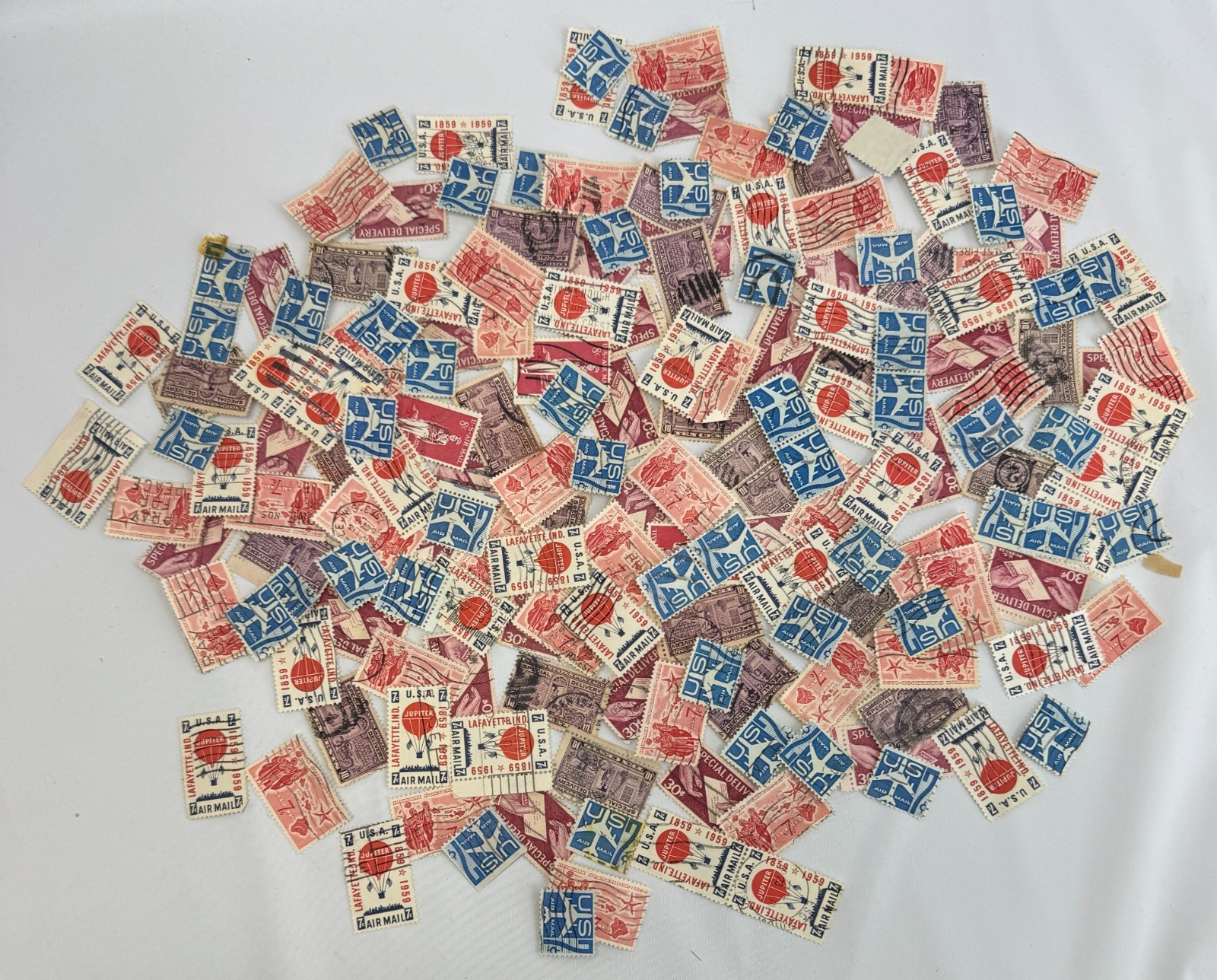 Canceled Vintage 1950s US Airmail Special Delivery and Commemorative Stamp Lot