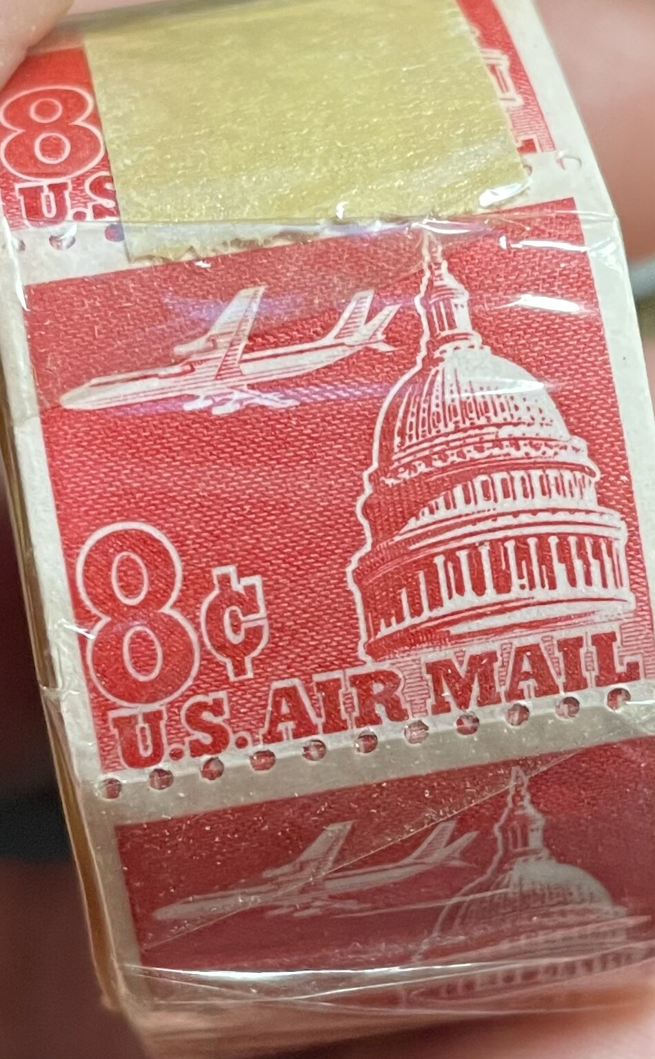 RARE 1962 8 CENT STAMPS 500 STAMP COIL ROLL ORIGINAL WRAPPING AIR MAIL