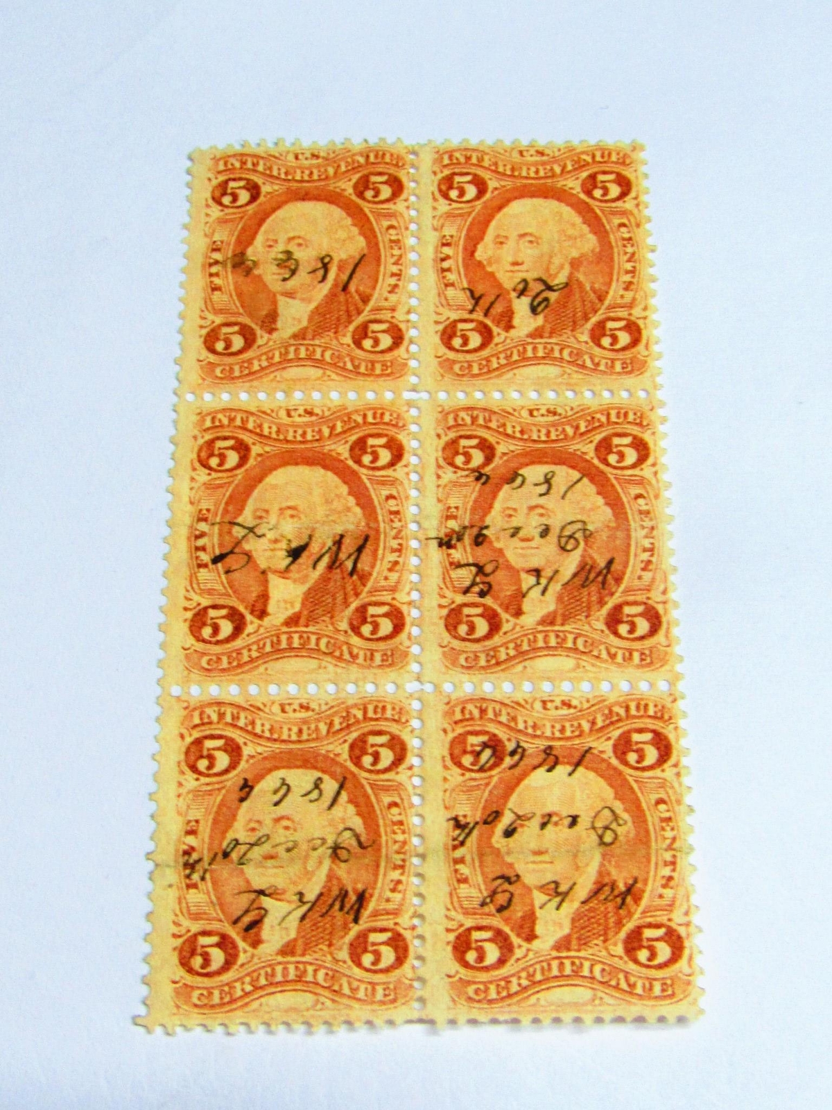 GREAT PSE Certified Stamp! 1862 U.S. POSTAGE 5¢ Block of 6 Stamps STP-112-IB
