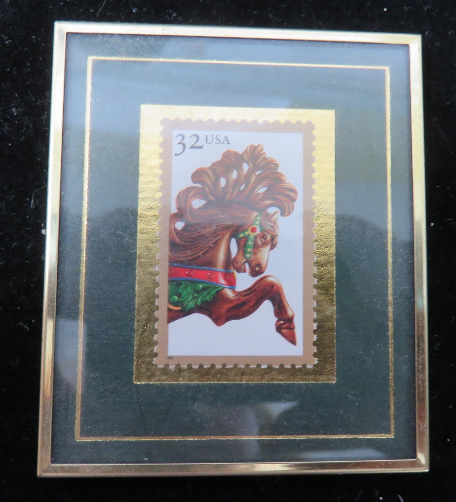 Limited Edition Stamp Carousel Horse 1995 Framed with Glass Number 64 of 10,000