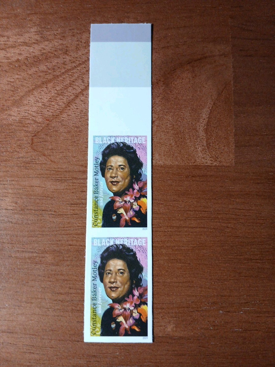 USA 2024 Sc #5830a 4ever CONSTANCE BAKER MOTLEY Imperf/NDC Vertical pair Mint