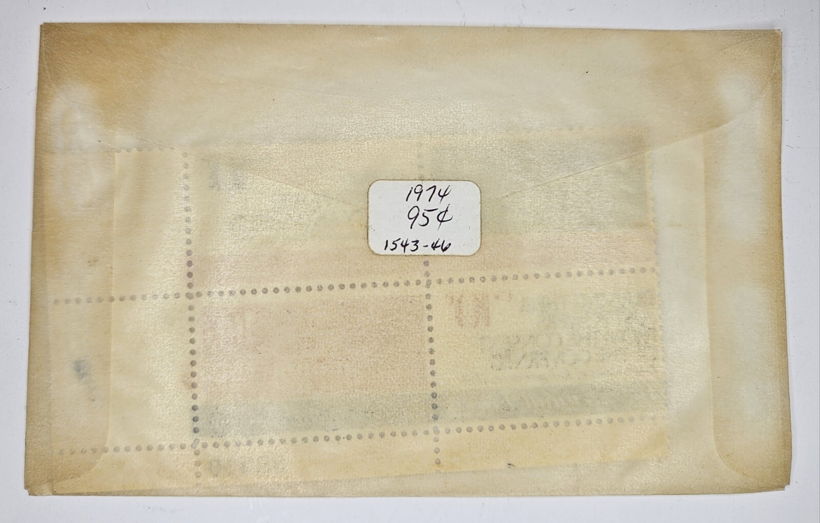 Historical Plate Block 4 different 10 cent Unused US Stamps 1974 & OG Envelope