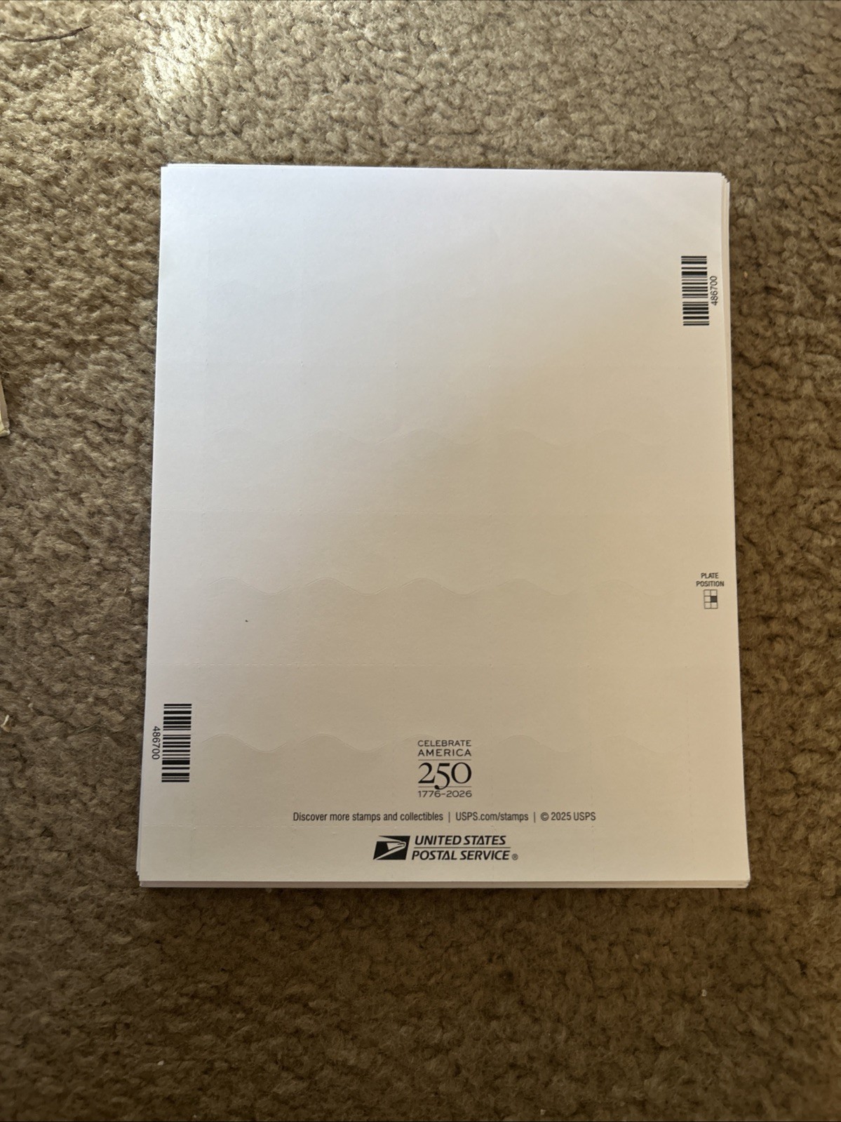 20 USPS Forever Stamps 250th Birthday Army FV $15.60 USA