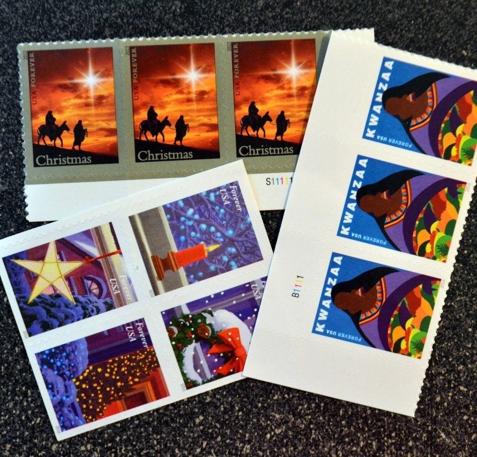 (10) USPS Forever Stamps – Various Designs – Christmas – Holiday Postage Stamps