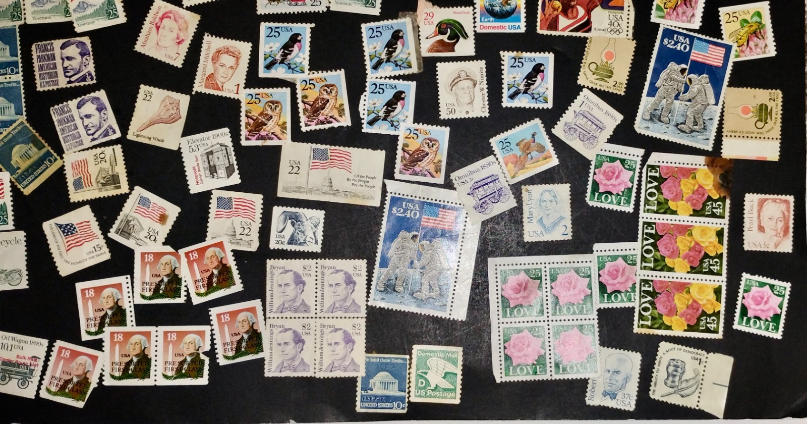 Mixed Lot of 200+ U.S. Vintage Stamps– High Denomination, non cancelled, Nice!!