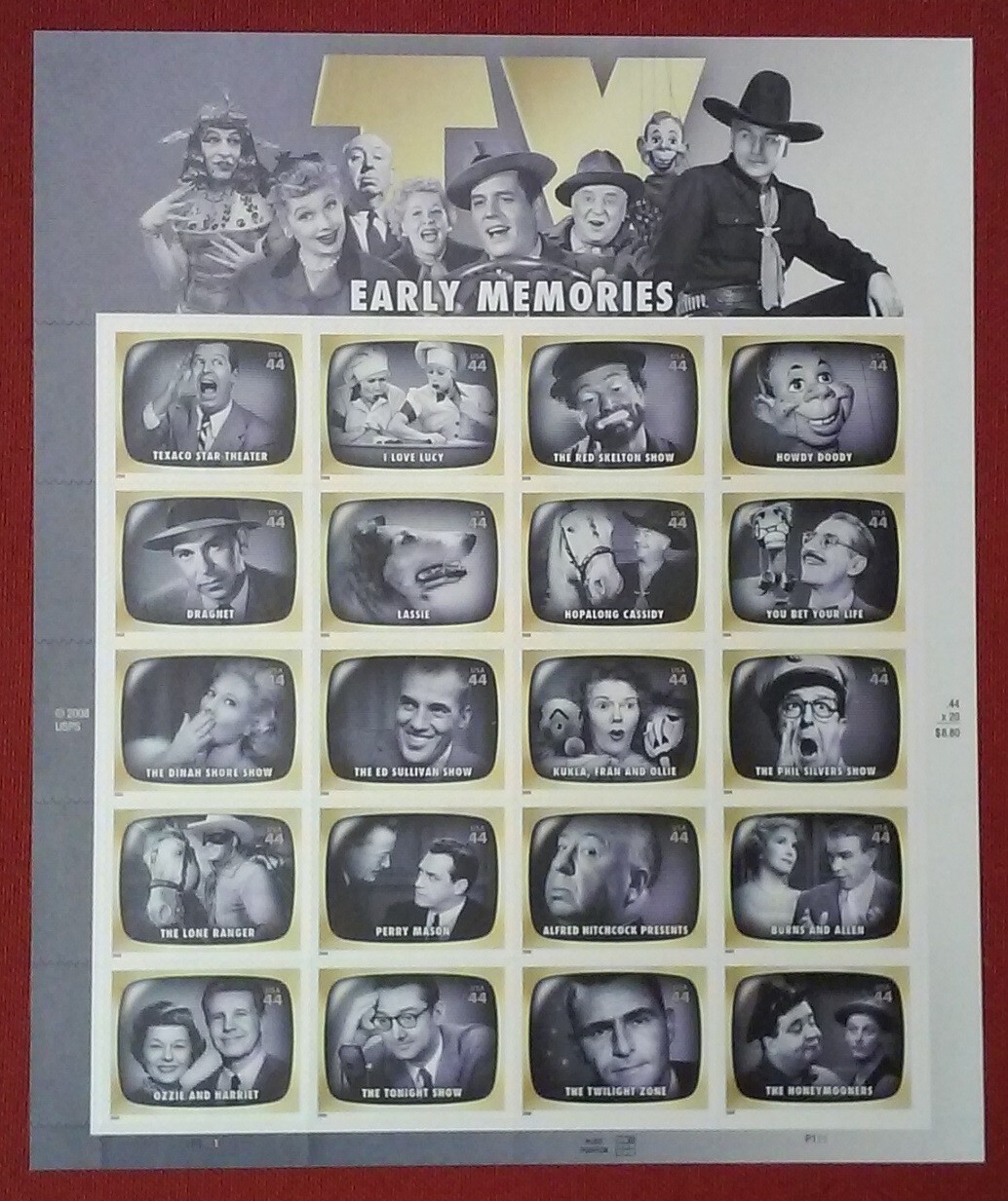 Two Full Sheets x 20 = 40 of TV EARLY MEMORIES 44¢ US Postage Stamps. USA 4414