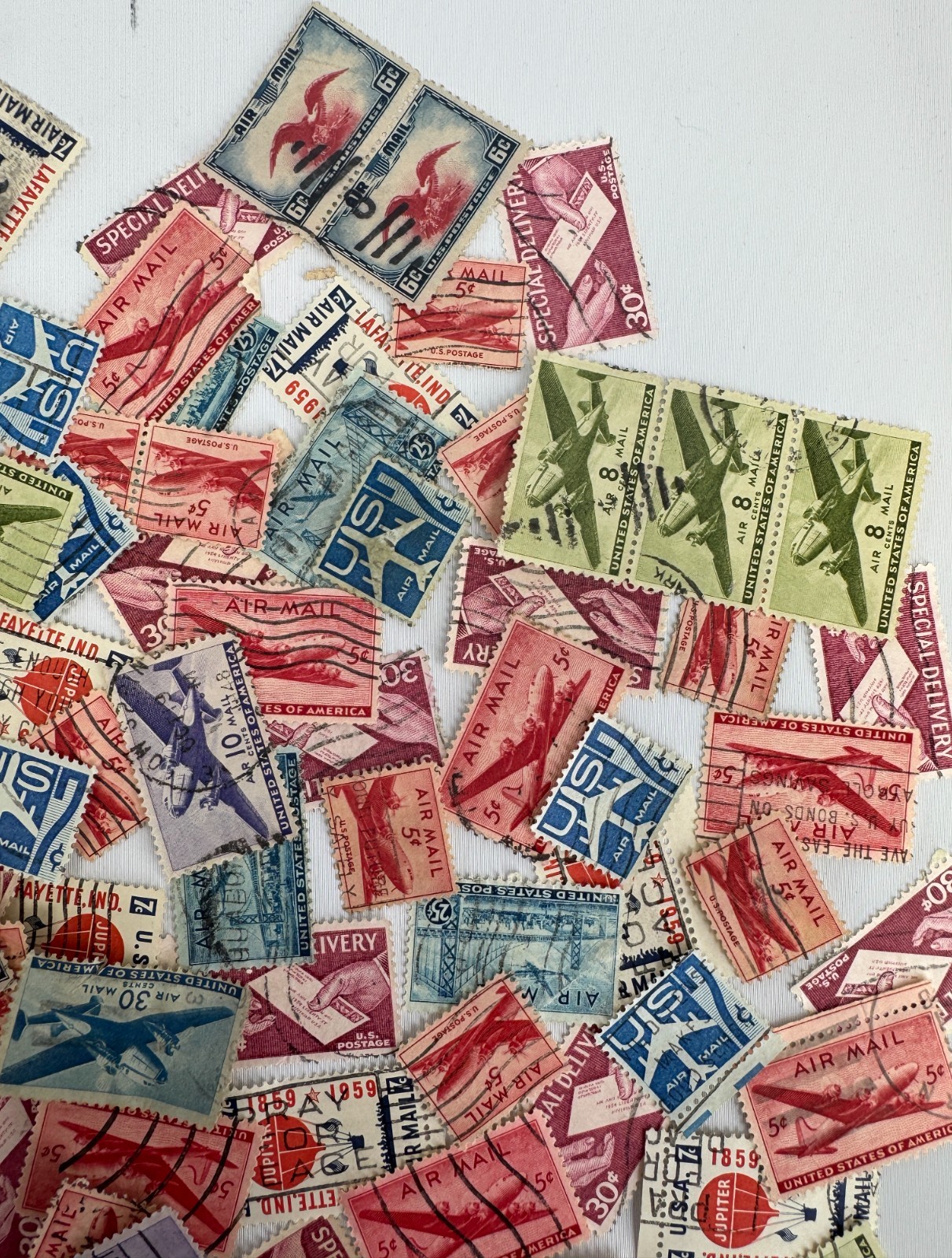 Canceled Large US Air Mail and Special Delivery Stamp Lot 1940s-1960s Used