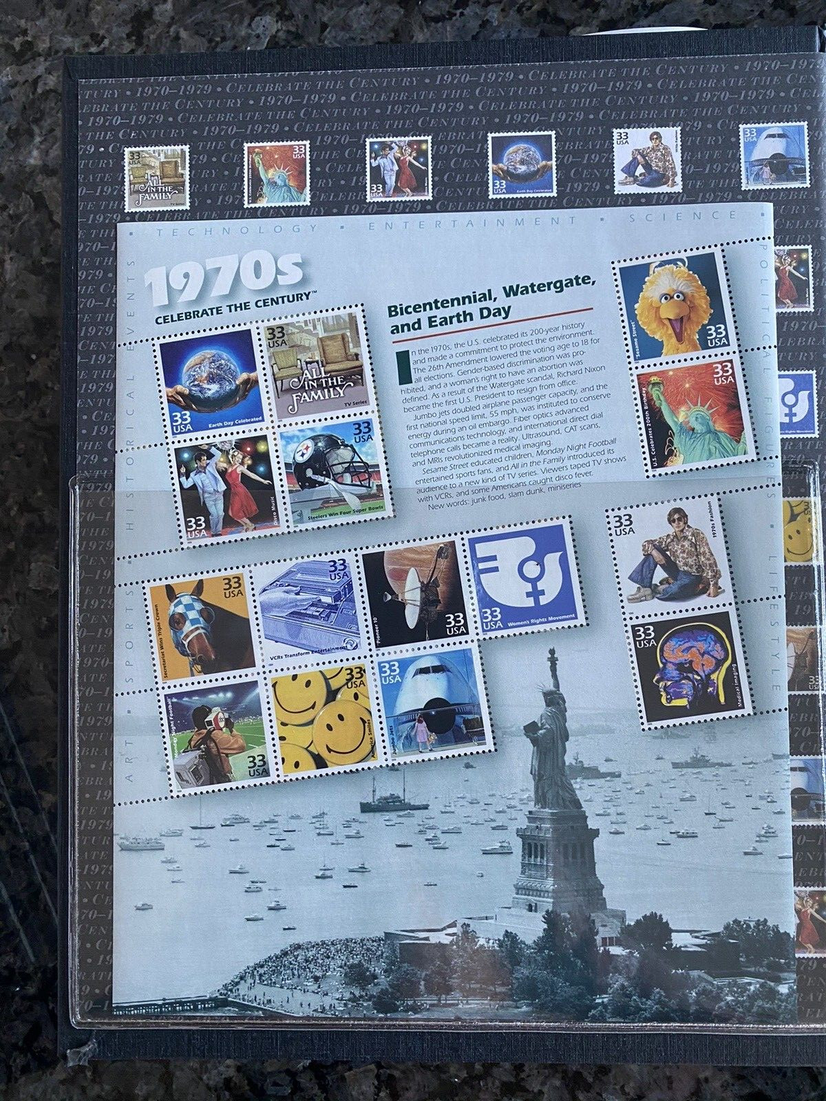 CELEBRATE THE CENTURY – COLLECTION OF BOOKs + COMMEMORATIVE STAMPS – 10 Volumes