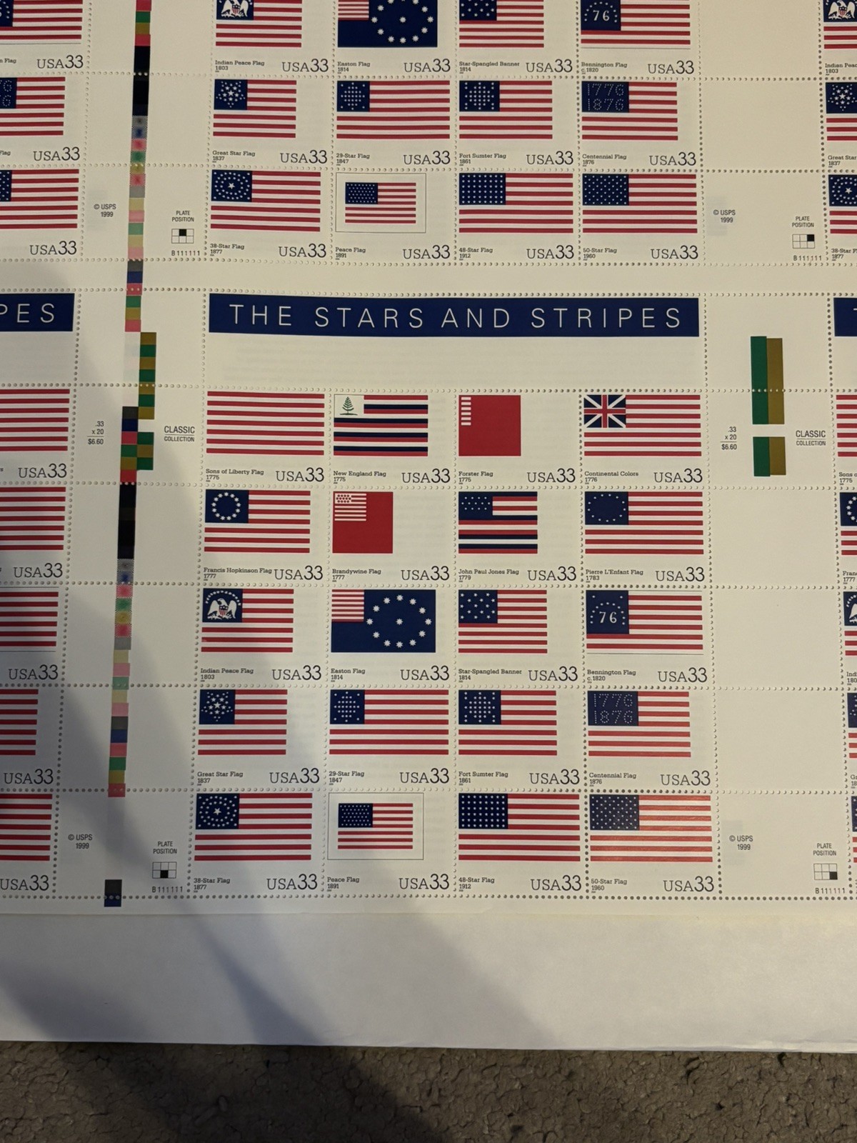 THE STARS AND STRIPES 33¢ US Postage Stamps. USA # 3403 – uncut press