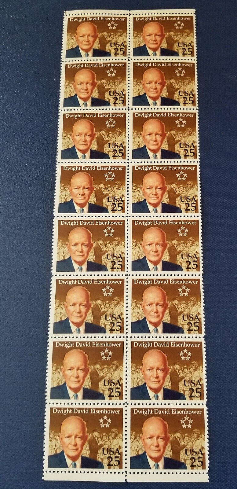 Scott 2513, Dwight David Eisenhower, 25 cent, strip of 16. Free Shipping!
