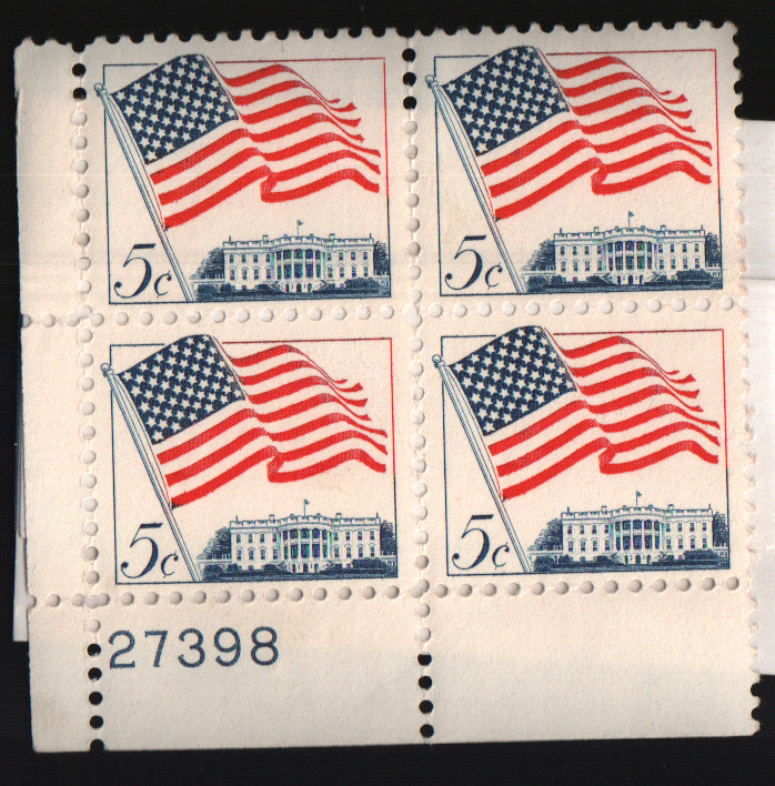1963 5c 50-Star US Flag Block of Four Scott #1208 ST139