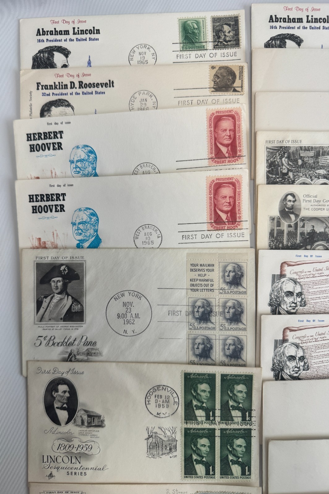 US Presidents and American History First Day Cover Collection 18 Covers