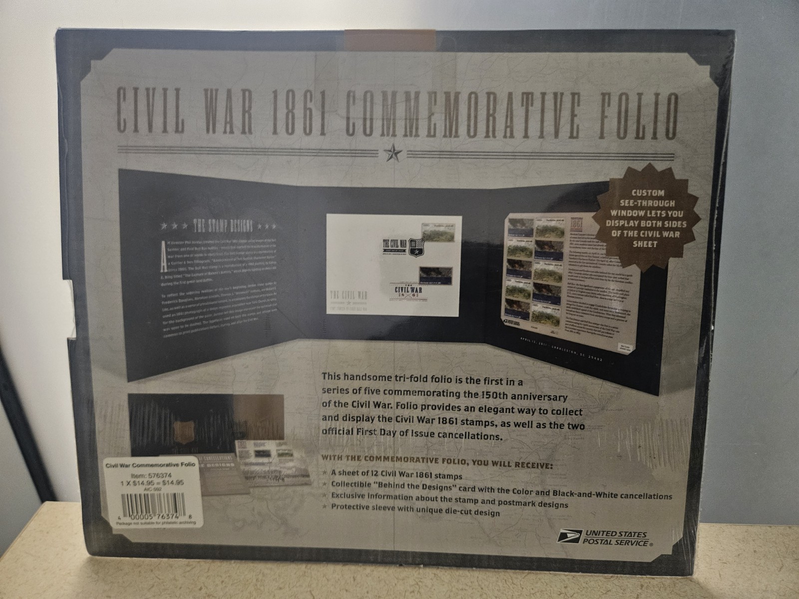 USPS 1863 THE CIVIL WAR COMMEMORATIVE FOLIO 12 STAMPS 2 FIRST DAY ISSUE SEALED