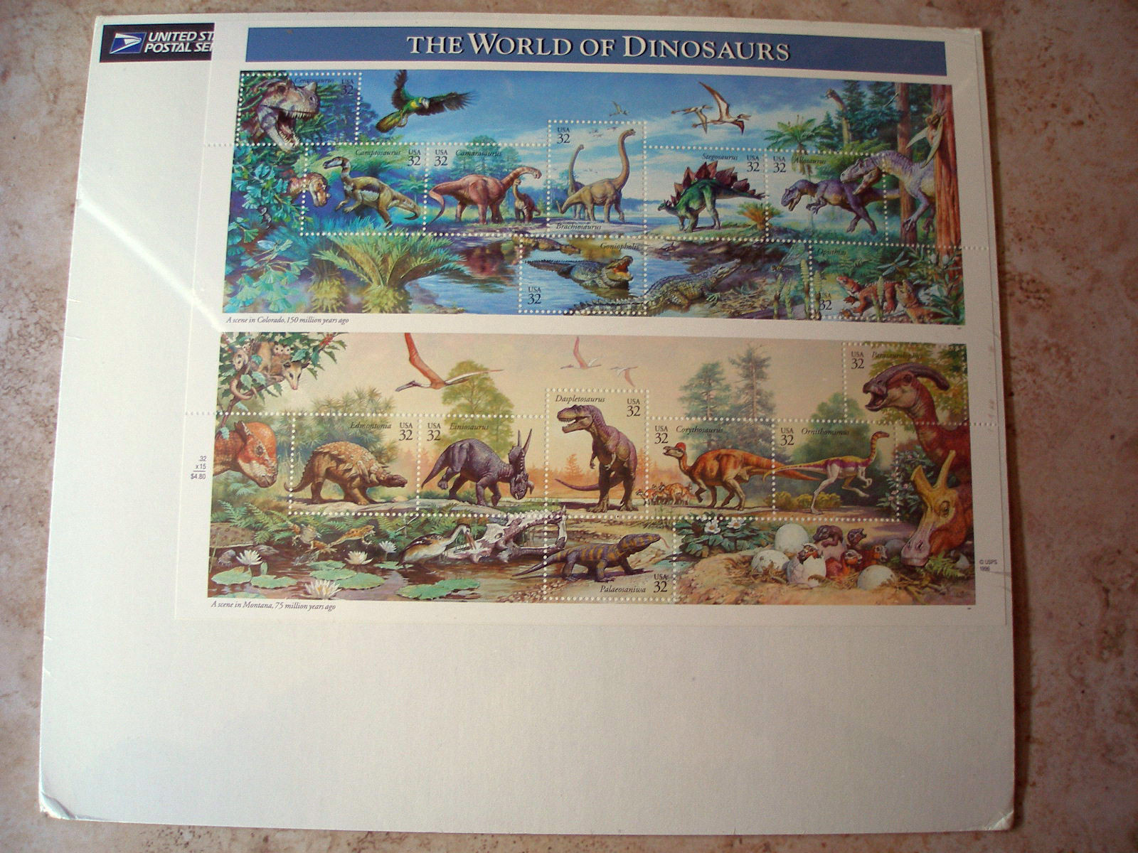 STAMPS # 3136 FULL SHEET The World of Dinosaurs 32 cent MNH 1996