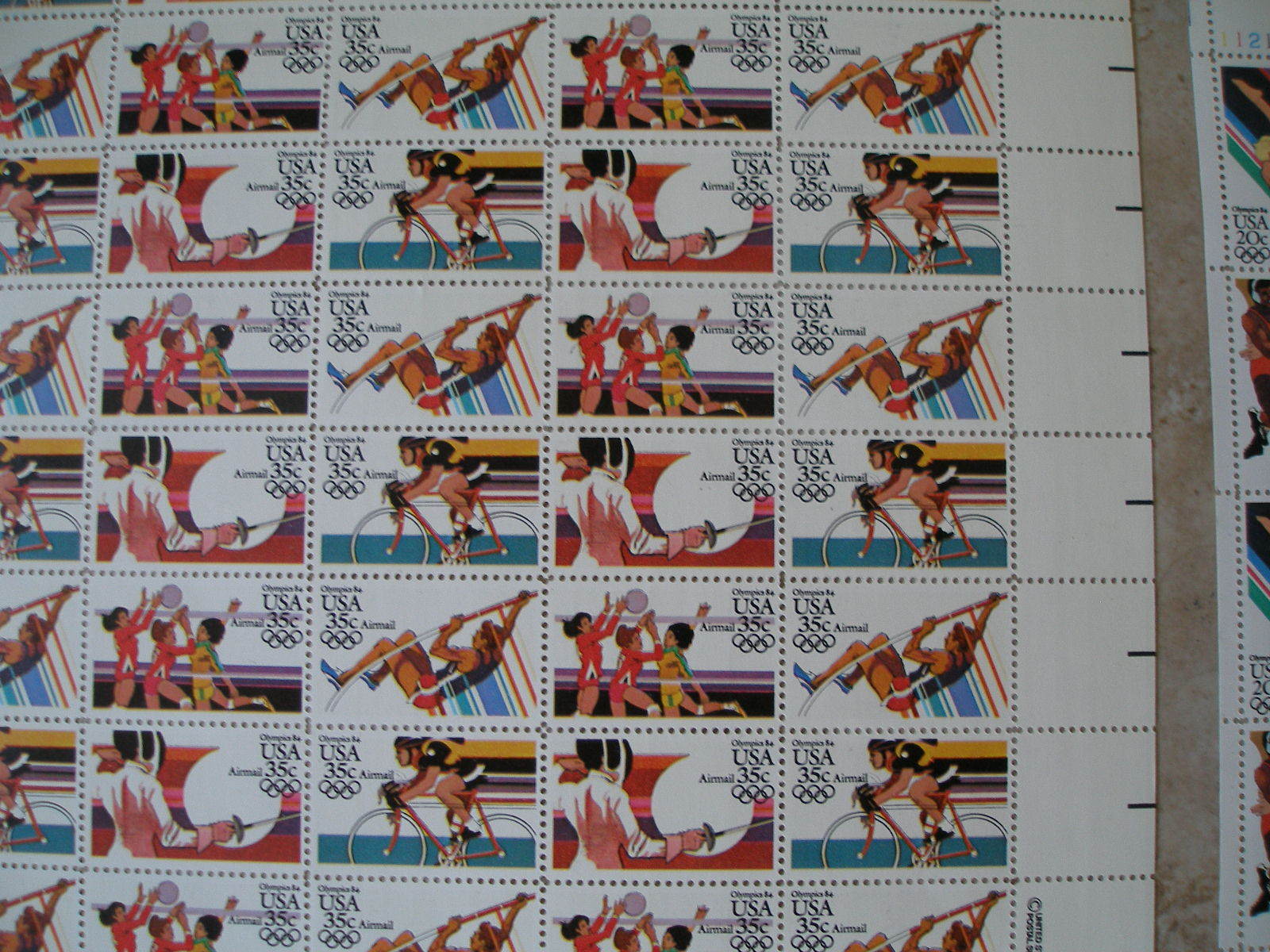 6 FULL SHEETS & 17 FDC # 2048-51 , 2067-70 , 2082-2085 , C101-C112 OLYMPIC GAMES
