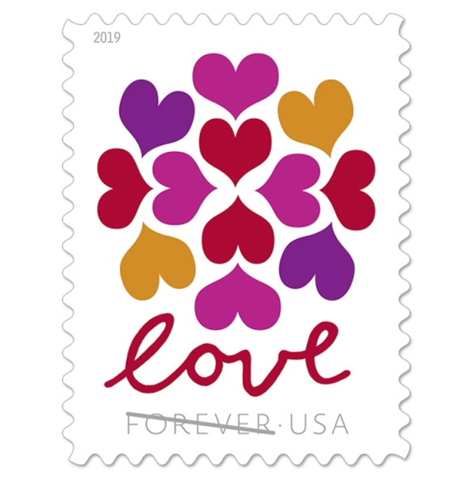 Usps 2019 Heart Blossom Love Forever Stamps 100 Pcs / 5 sheets of 20 scott #5339