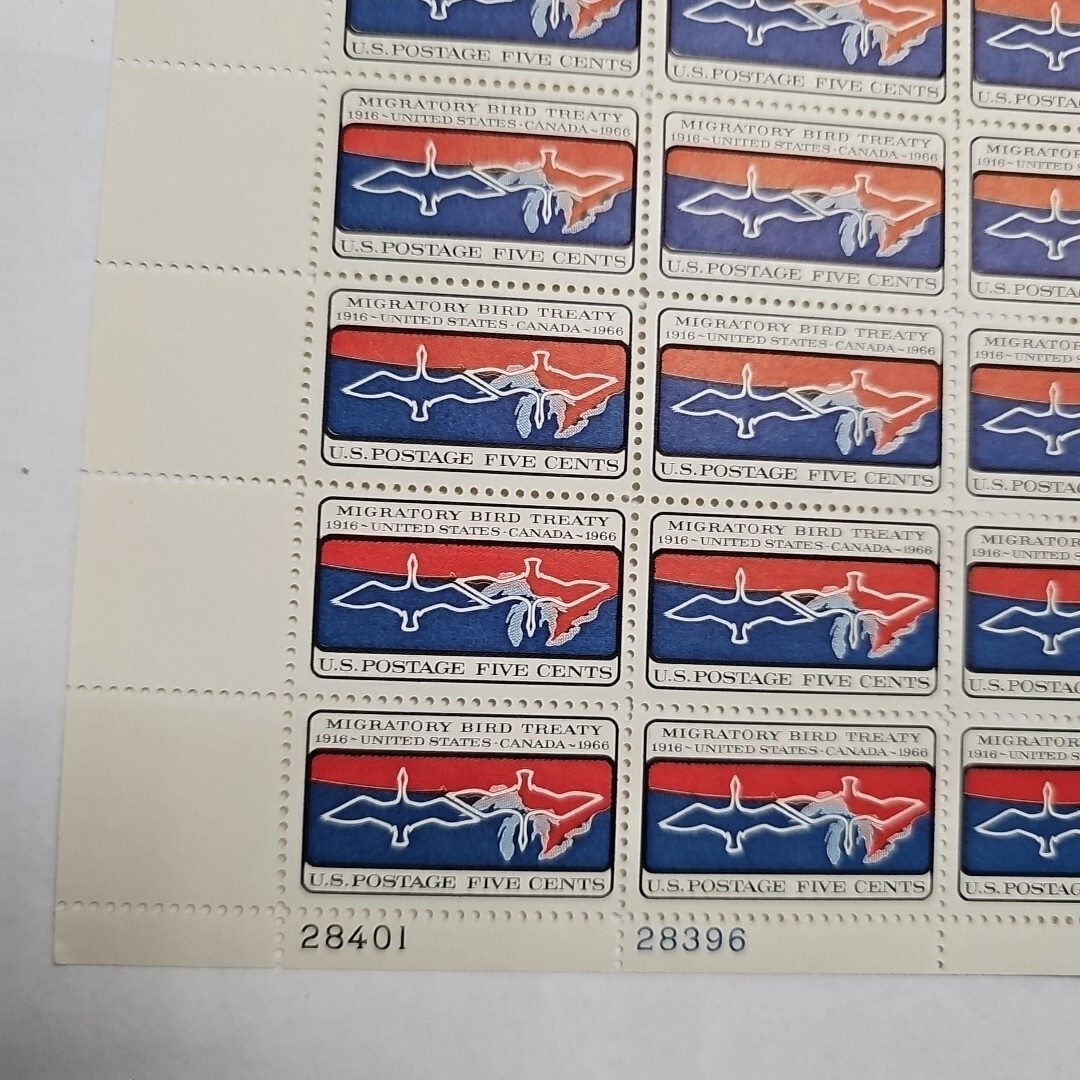 Stamp US Postage 5c 5 Cent Sheet OF 50 Stamps Migratory Bird Treaty 1916-1966