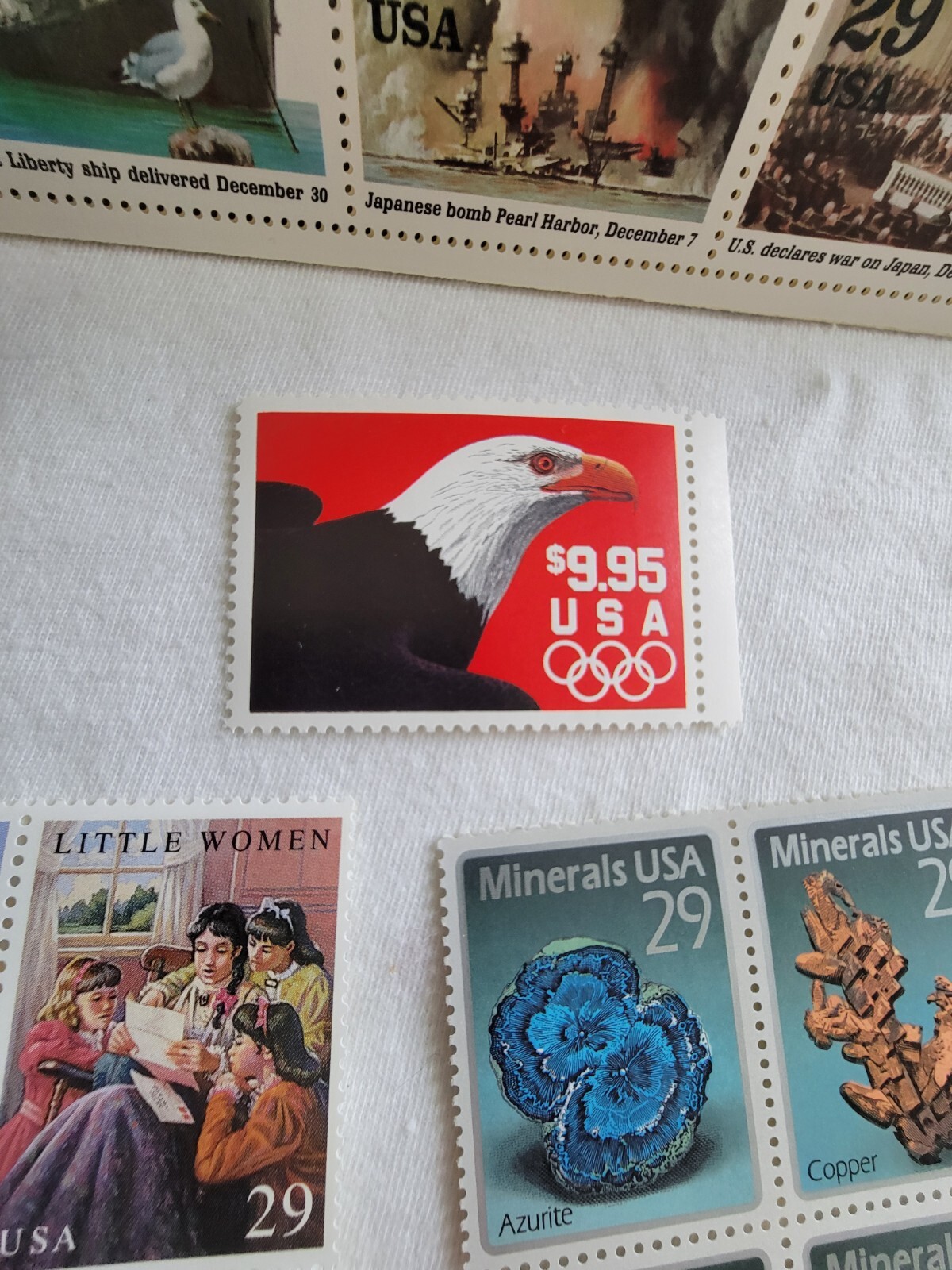 Lot Of USPS Postage Stamps 90s WWII Love $9.95 Eagle Minerals Liberty Mexico