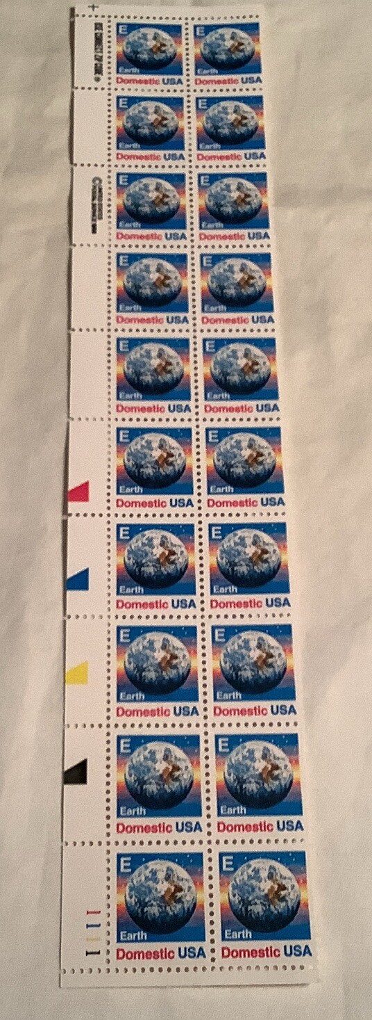 Block of 20 USPS Domestic E Postage Stamps Earth s2277 MNH 1987-88 Zip Code