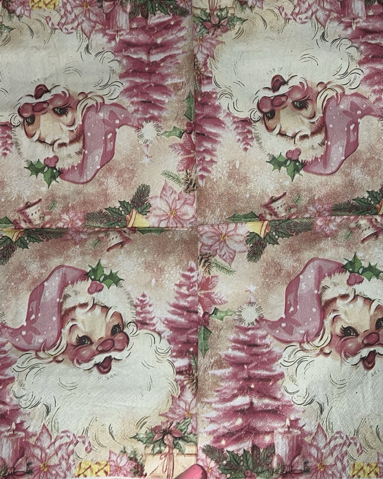 TWO Paper LUNCHEON Decoupage Craft Napkins – CHRISTMAS SANTA VINTAGE /retro /6.5