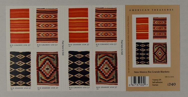 US SCOTT 3929b BOOKLET OF 20 RIO GRANDE BLANKETS 37 CENT FACE MNH