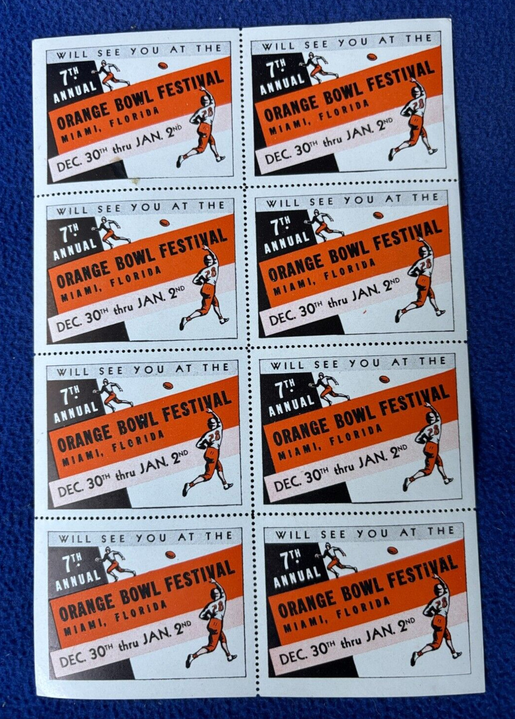 1941 CINDERELLA STAMP football ORANGE BOWL FESTIVAL mississippi vs. georgetown