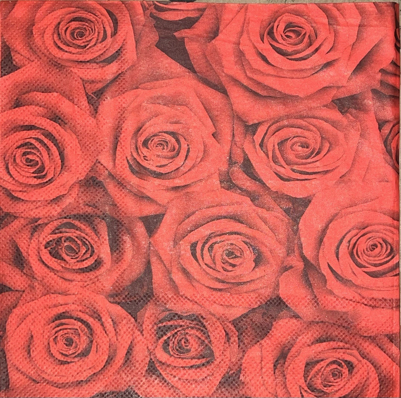 Three Paper LUNCHEON Decoupage Craft Napkins Valentine Red Roses Flowers /floral