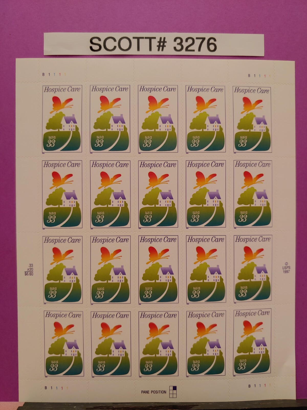 Scott # 3276 Hospice Care (33 cent postage stamps)