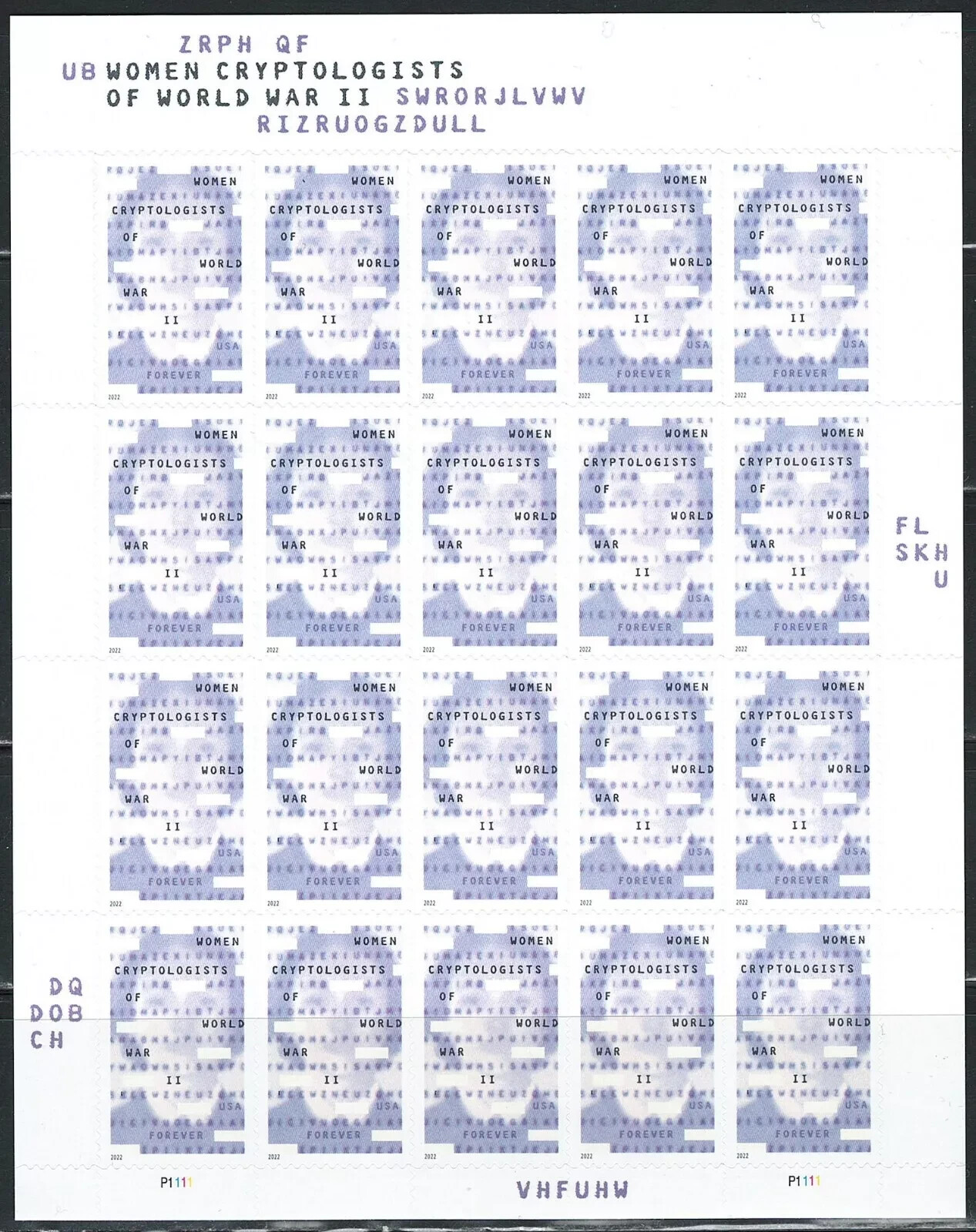 US Stamps – 2022 SC#5738 SHEET OF 20 US WOMEN CRYPTOLOGISTS FOREVER STAMPS MNH