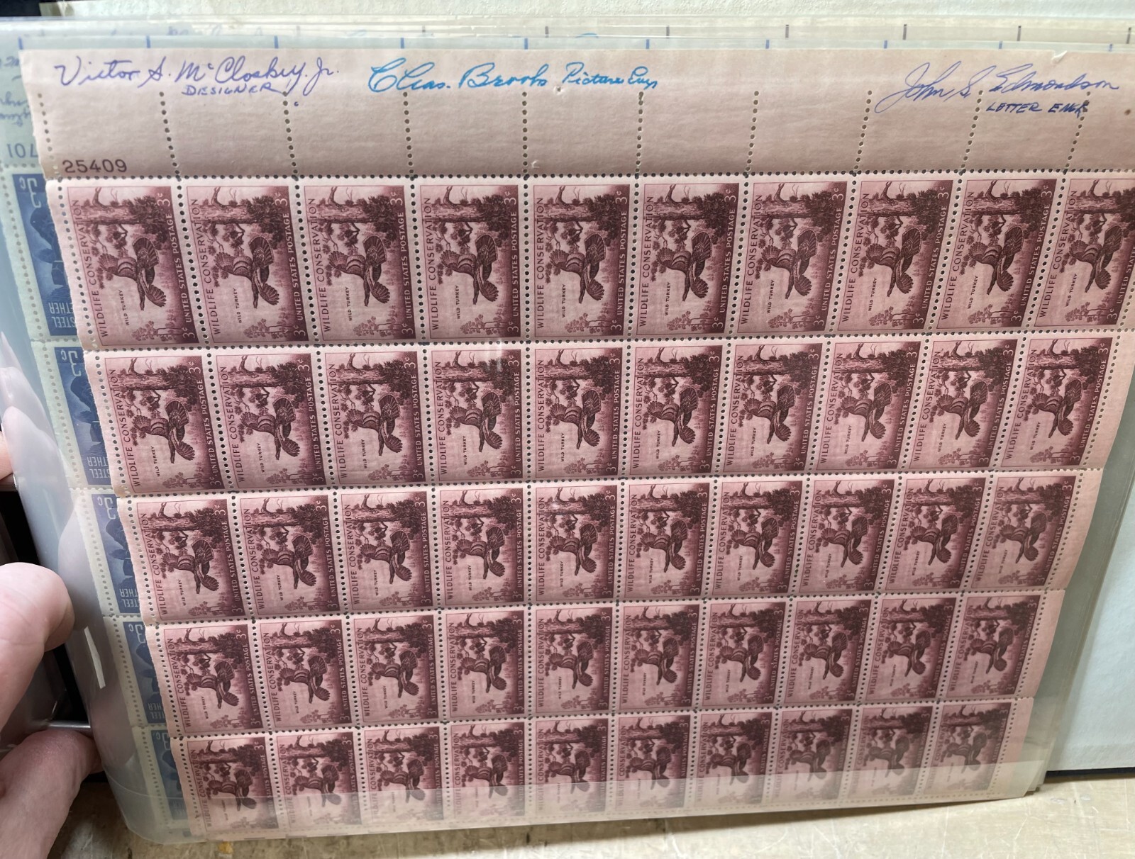 17 – SHEETS US POSTAGE STAMPS ALL SIGNED MULTIPLE DESIGNERS SIGNATURES .03 CENT