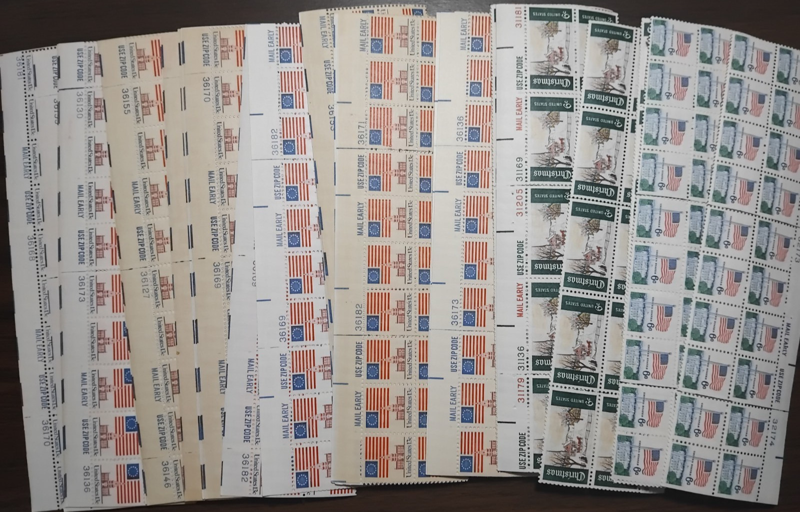 US Huck Press Plate Blocks from 1960’s-1970’s in quantity, Face Value $66.60