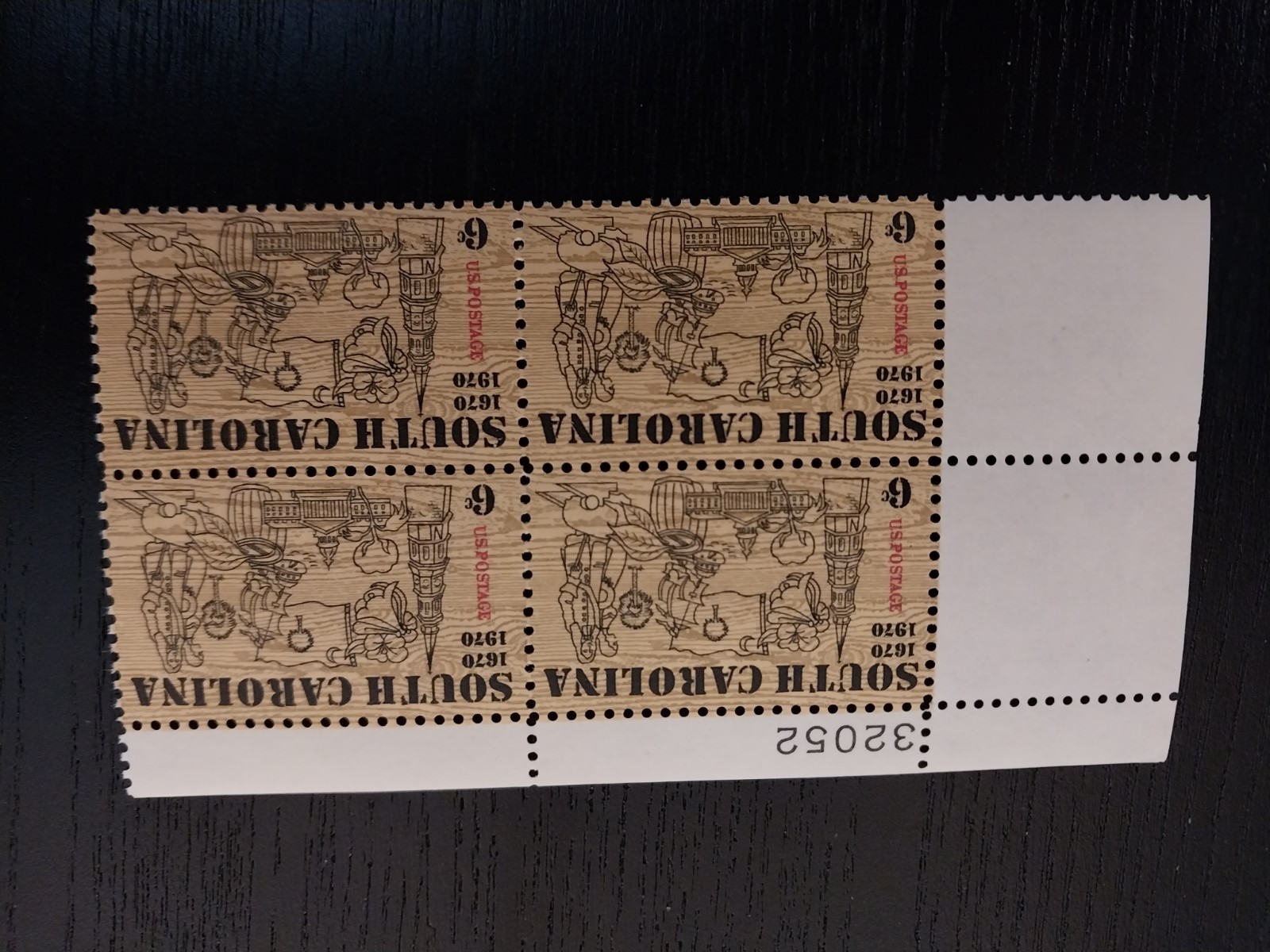 Block Of Stamps US Postage 6 Cents South Carolina Unused