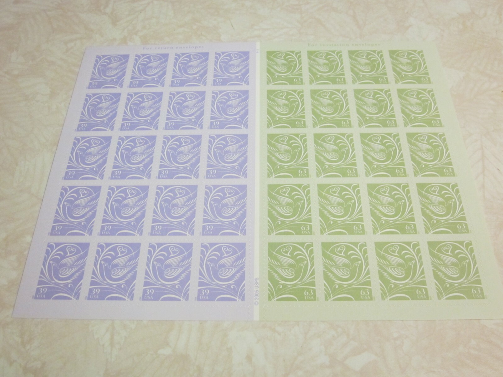#3998-99 OUR WEDDING Sheet of 20-39 Cent & 20-63 Cent Stamps MNH Free Shipping