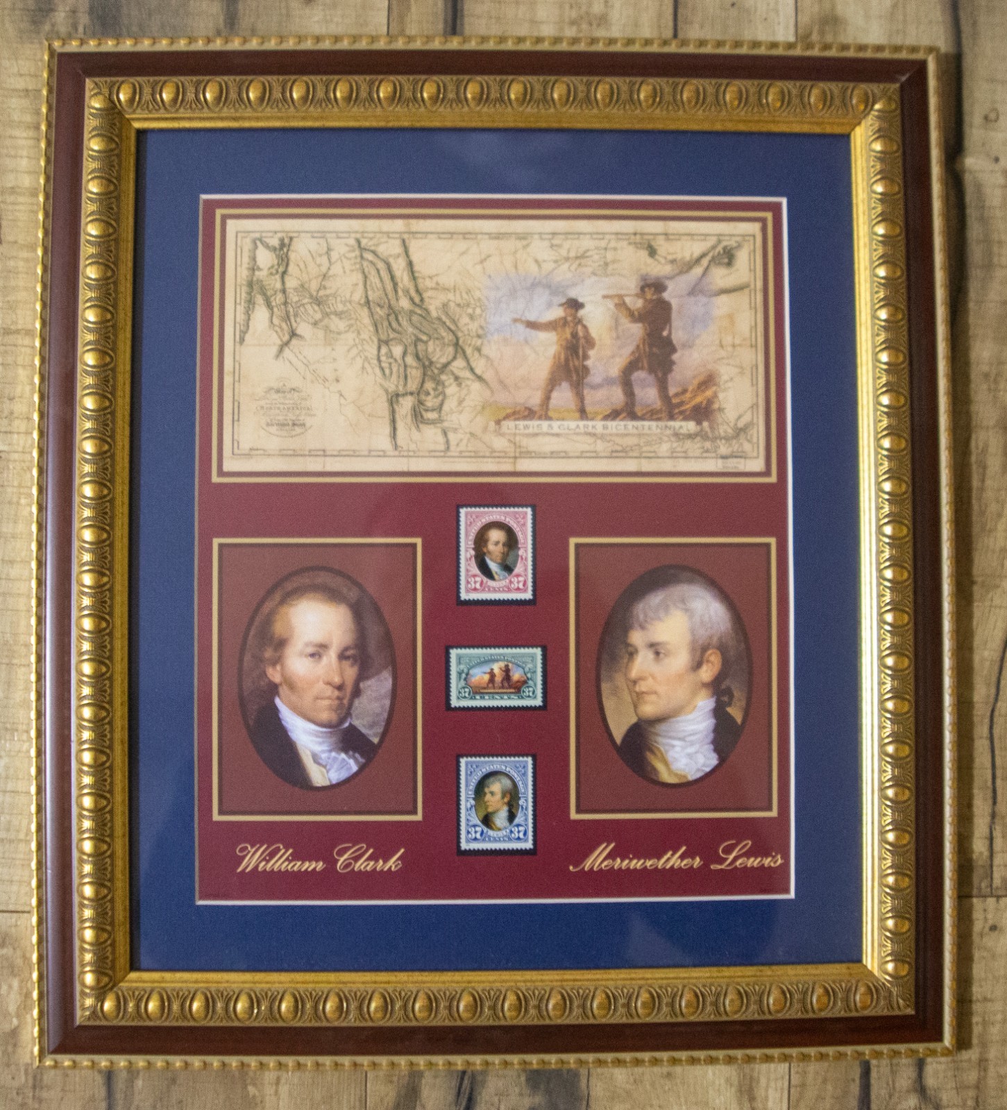 Lewis & Clark Bicentennial USPS Framed Stamp Set – 1804-2004 Commemorative Map