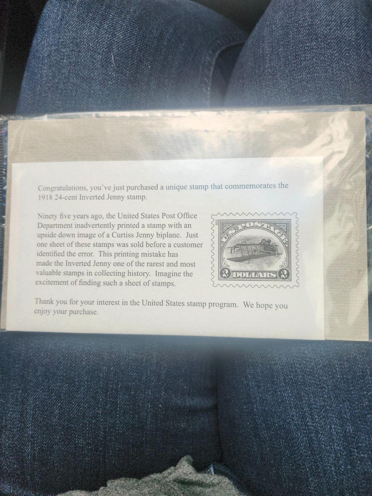 USPS Commemorative Stamp 1918 24 Cent Inverted Jenny, Sealed Pack (Mint)