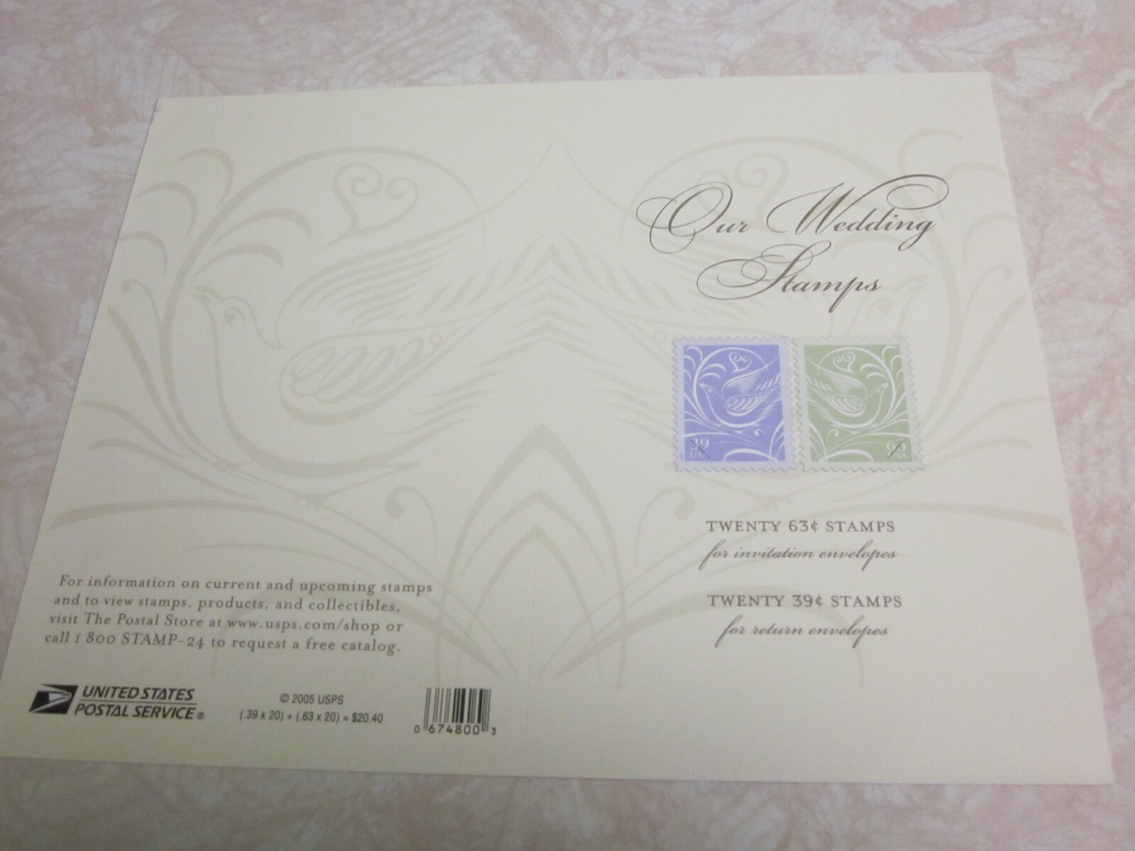 #3998-99 OUR WEDDING Sheet of 20-39 Cent & 20-63 Cent Stamps MNH Free Shipping