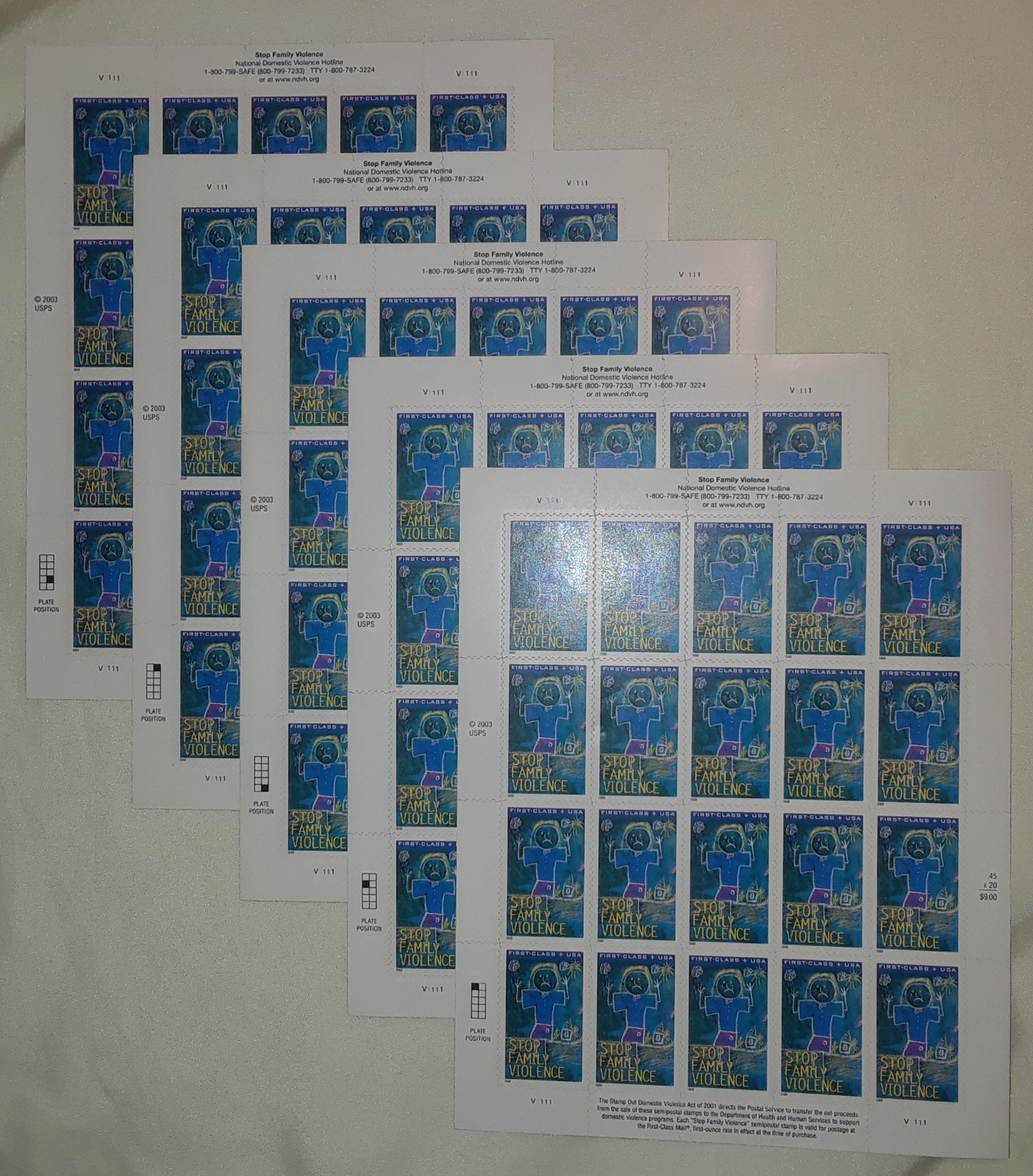 Mixed 100 of New/Usable Multiples, Strips & Singles of 39¢ US Postage Stamps USA