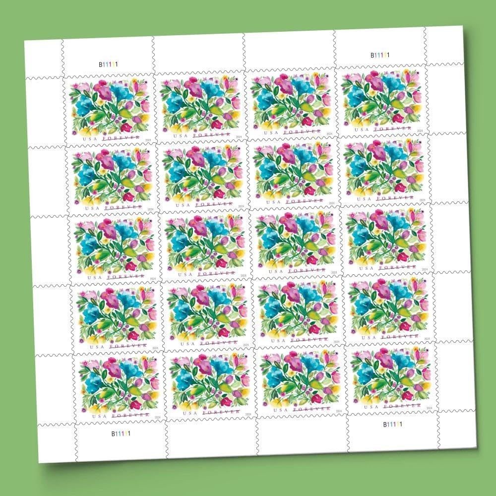 Celebration Blooms Forever Postage Stamps – Sheet of 20, USPS Floral Design
