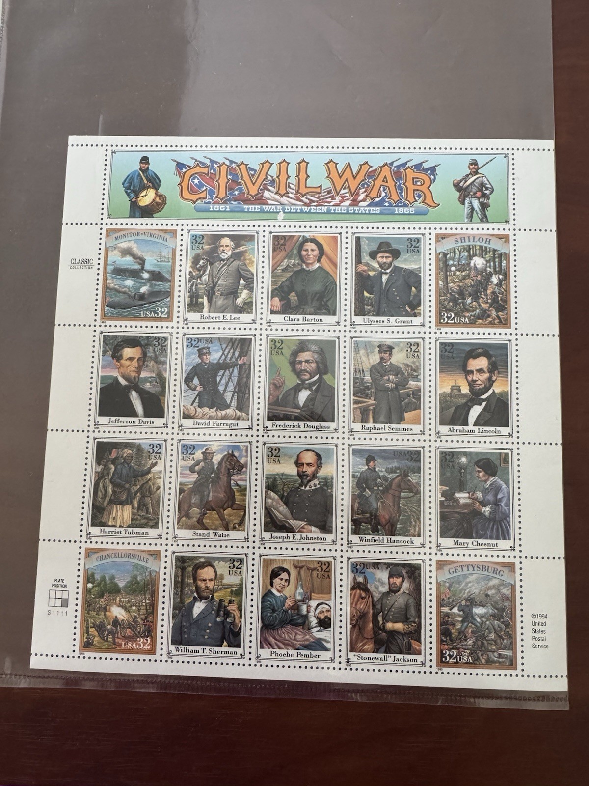 Civil War Stamps 1861-1865 The War Between The States. MNH Sheet Of 20 .32cent