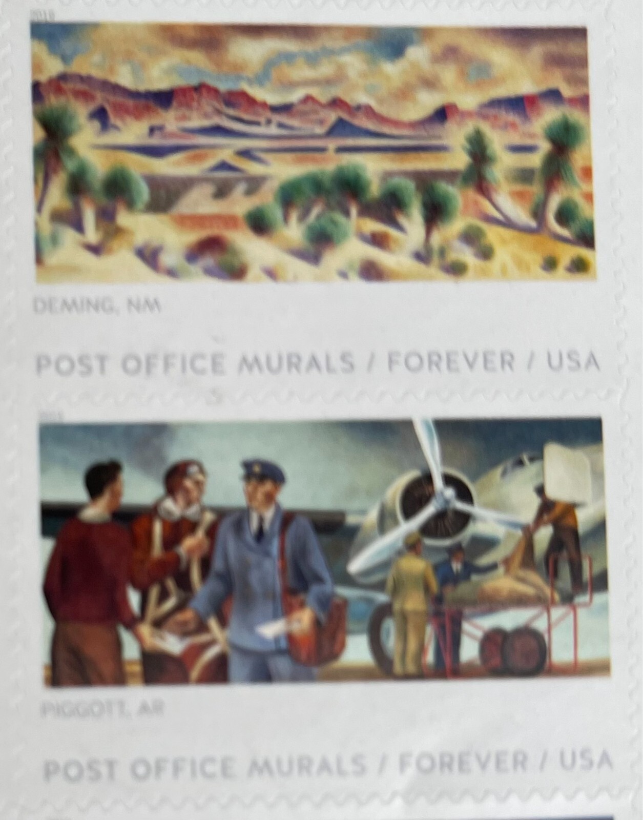 POST OFFICE MURALS Vintage 2018 USPS STAMP PAGE United States Postal Service