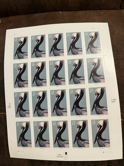 Scott #3774. 37c Pelican Island National Wildlife Refuge sheet of 20. (2002) MNH