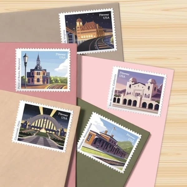 Railroad Stations (2 Sheets of 20) Forever Postage Stamps 2023 Scott #5758-5762