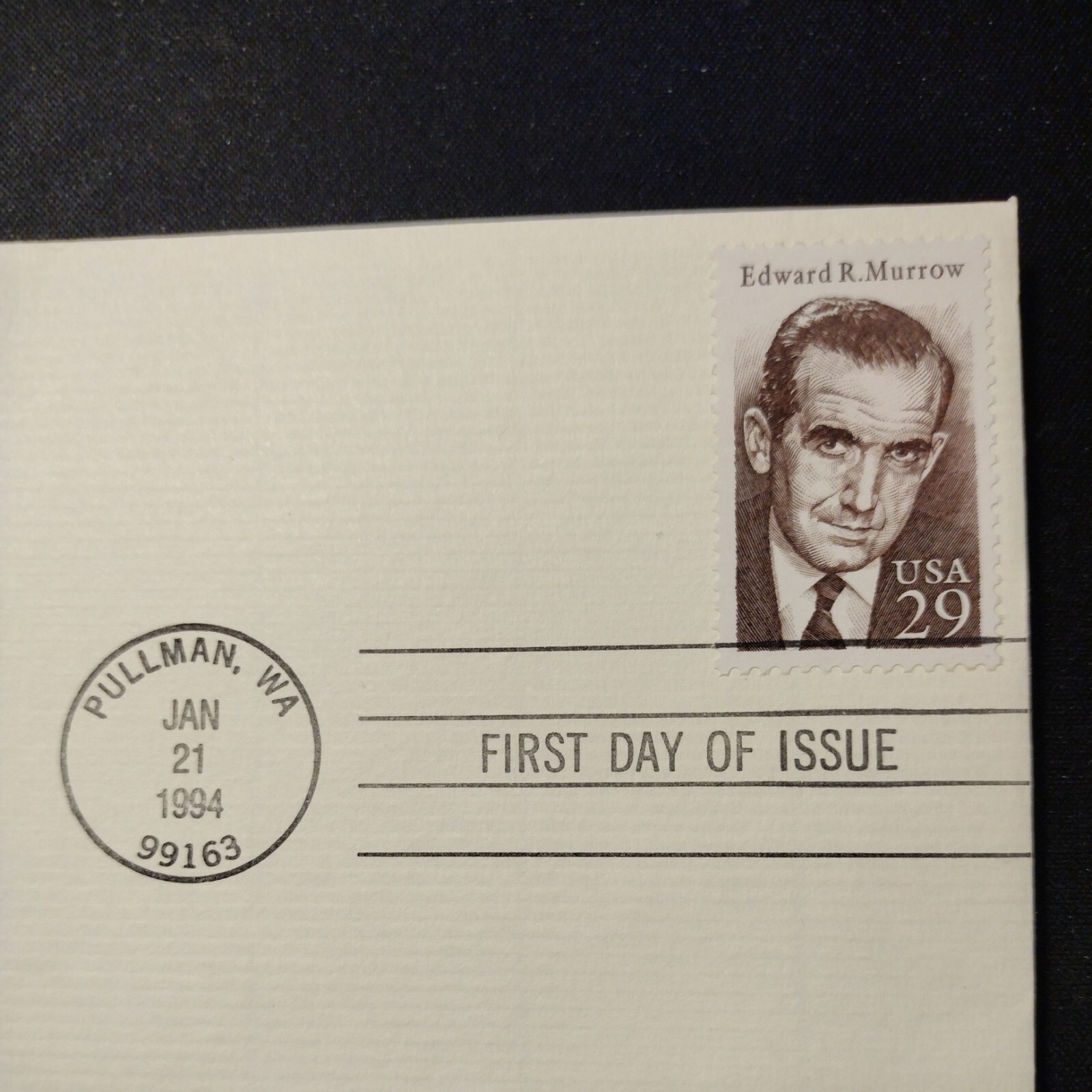 Edward R. Murrow FIRST DAY ISSUE 29 CENT STAMP GOLD Broadcast Journalist WA