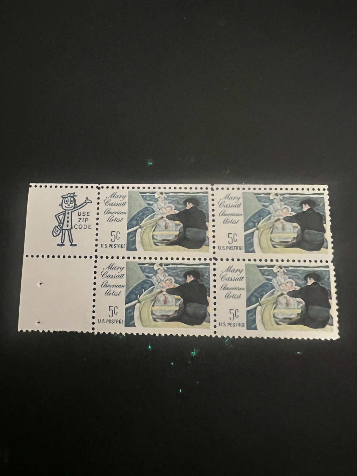 1966 #1322 5¢ Mary Cassatt block stamp Mr Zip